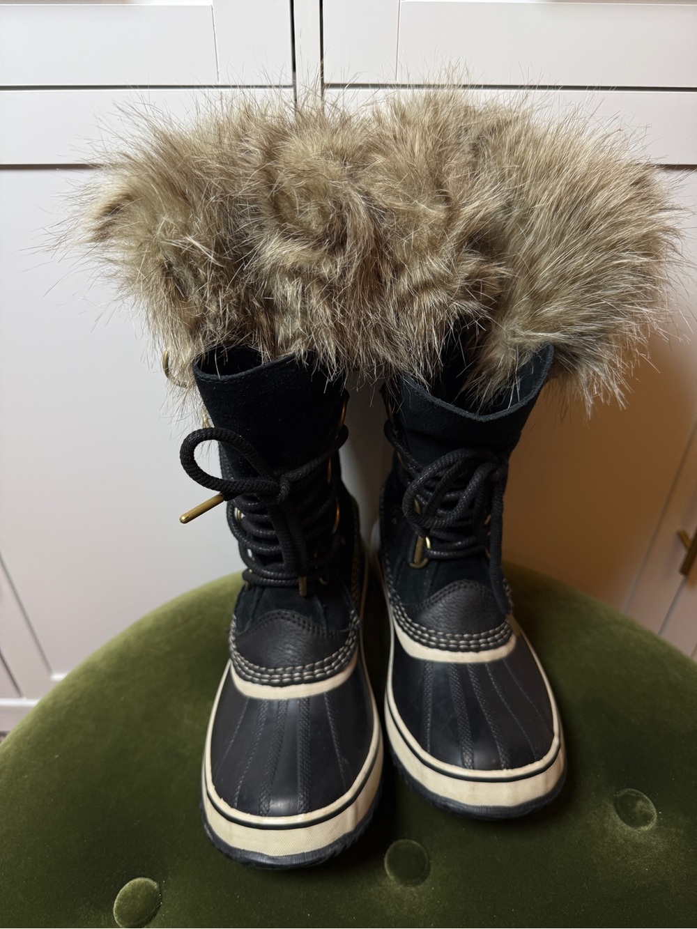 Sorel Joan of Arctic Waterproof Boots Black Faux Fur NL2429-010 Women’s 7